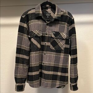 Brixton Bowery Heavyweight Flannel in Black/Beige